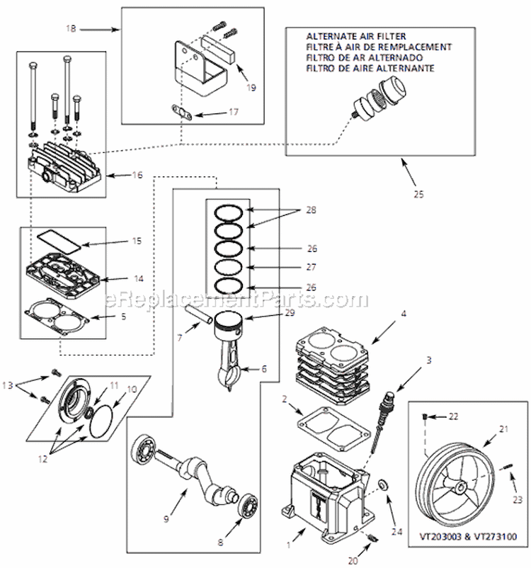 Page B Diagram and Parts List for VT631900 2006 Campbell Hausfeld Compressor